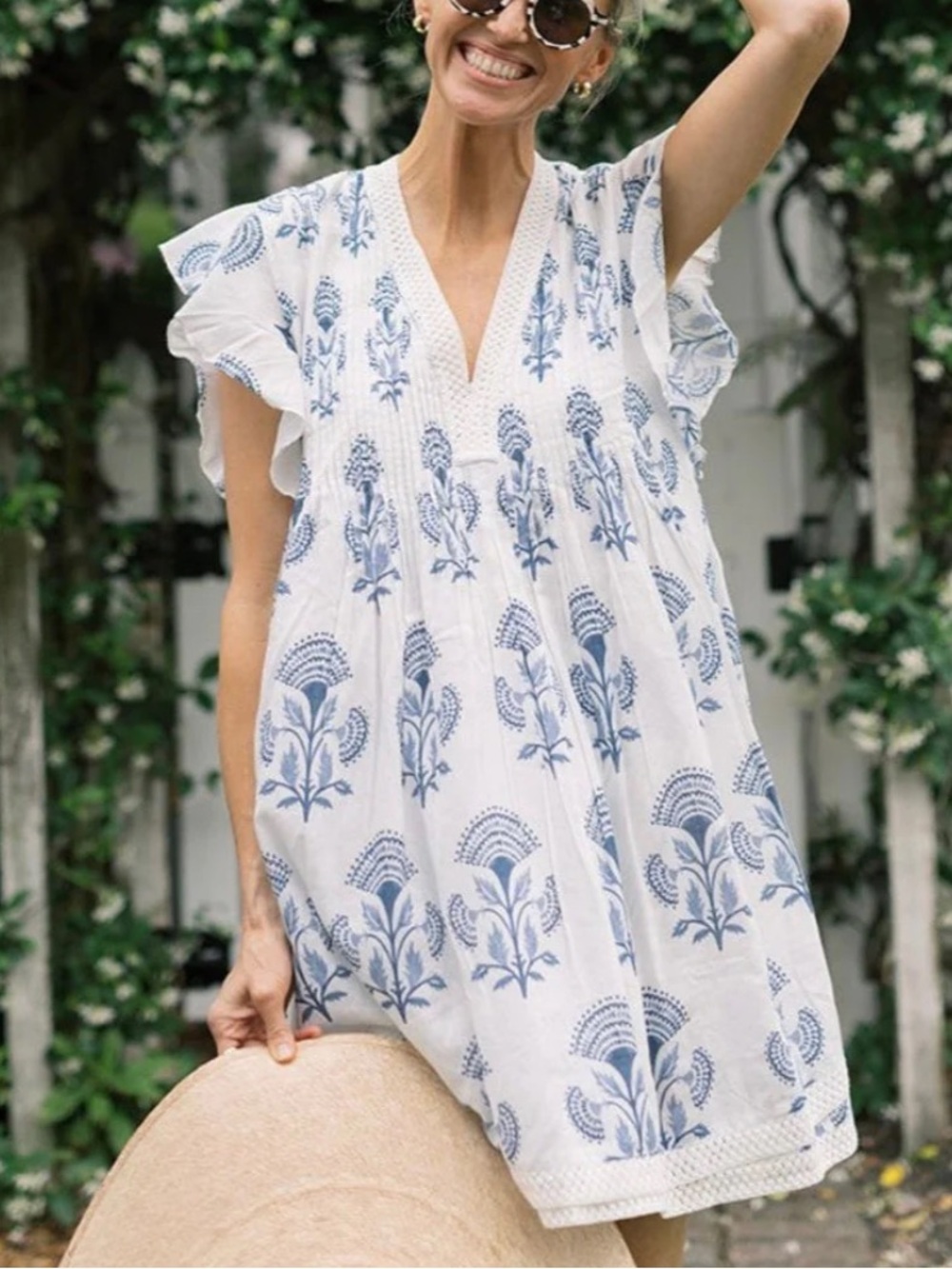 Navybleu Eden Dress Blue Block print size large Large NWT